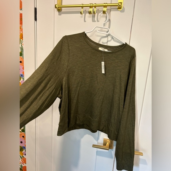 MADEWELL NWT Olive Green Puff Sleeved Jersey XXL - Picture 2 of 5